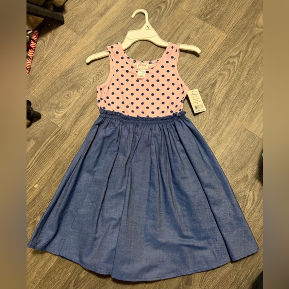 Pinky Other - Pinky Polka Dot Pink and Navy Kids Dress